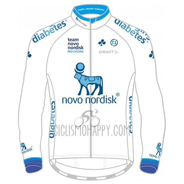 Novo Nordisk Cycling Jersey Bib Tight 2017 Men Long Sleeve Novo Nordisk White